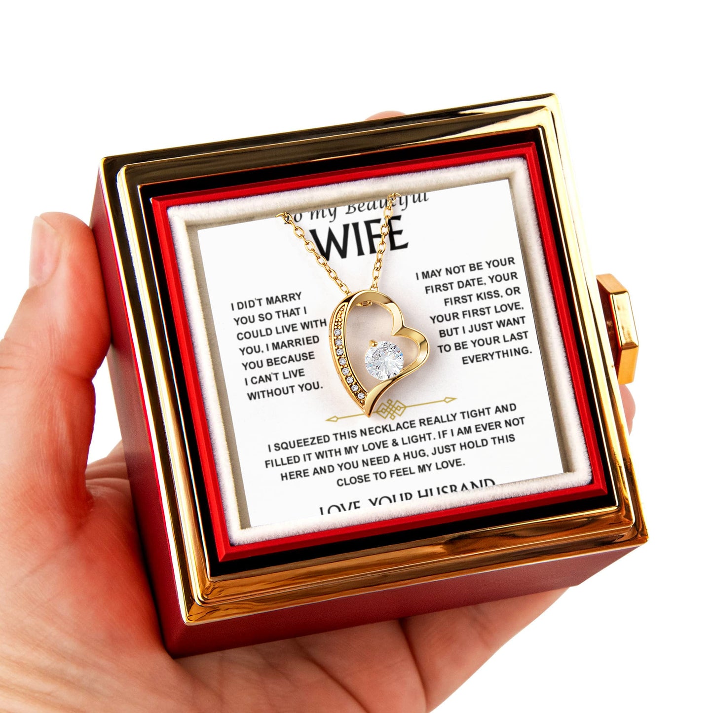 Necklace to My Wife From Husband Forever Love, Gift for Wives With Gift Box
