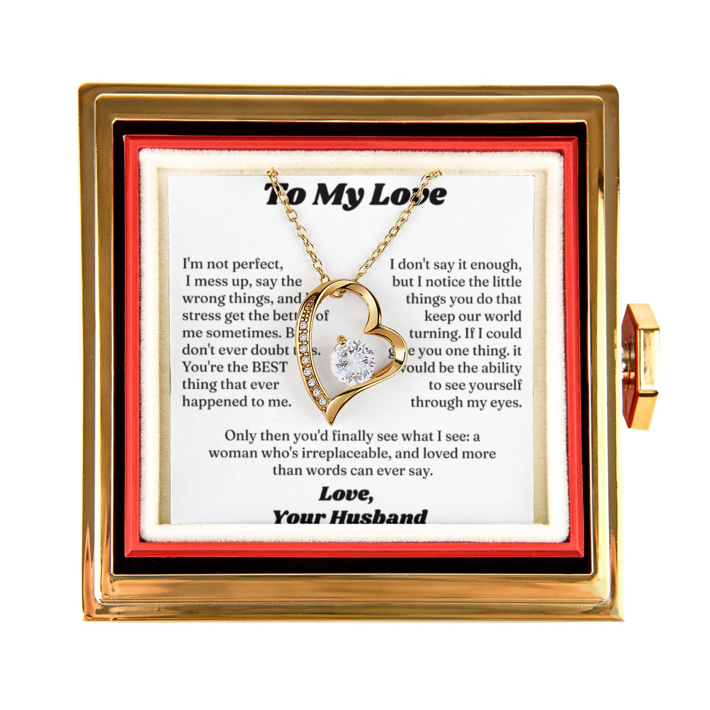 Necklace for Women With Gift Box, I Love You Necklace for Wife on Valentine's Day