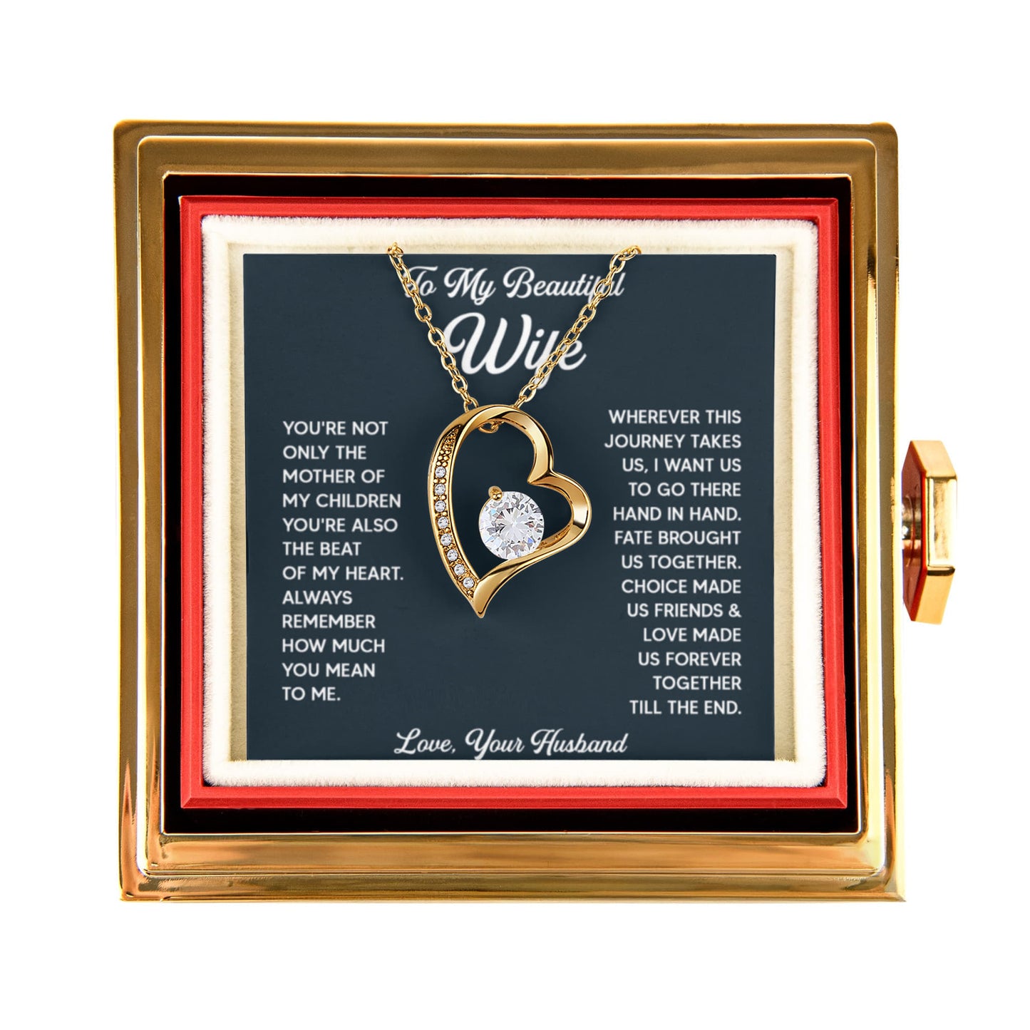 To My Wife Necklace From Husband - Soulmate, Girlfriend, Fiance Gift for Birthday, Valentine's Day