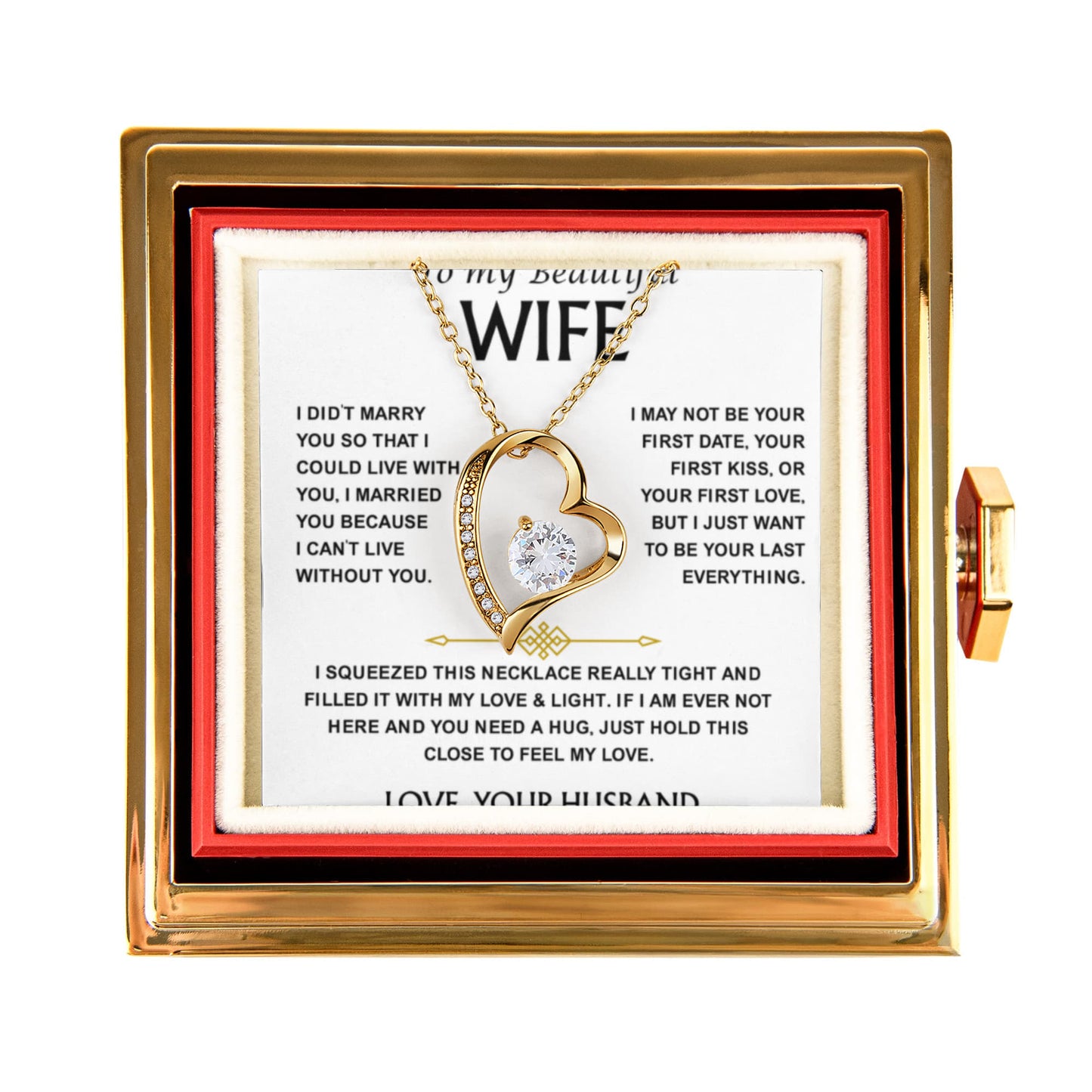 Necklace to My Wife From Husband Forever Love, Gift for Wives With Gift Box
