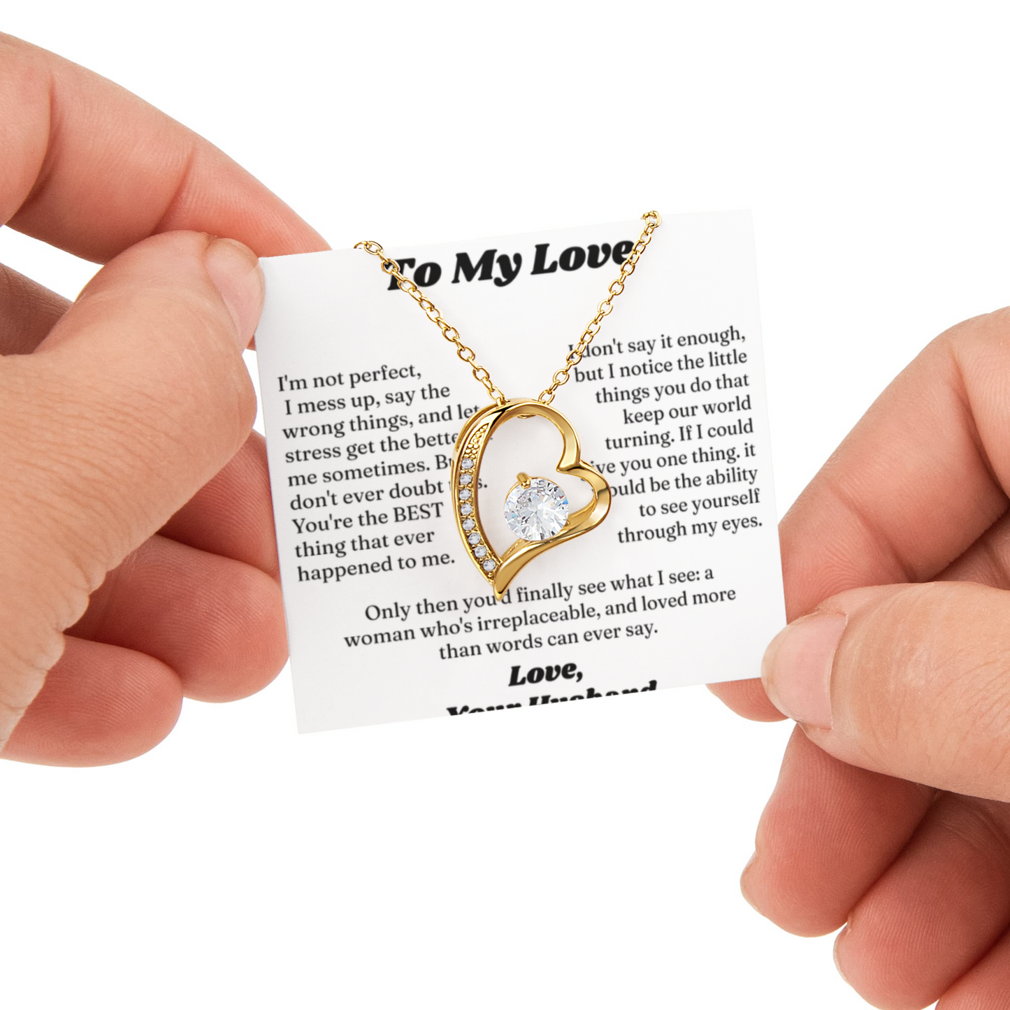 Necklace for Women With Gift Box, I Love You Necklace for Wife on Valentine's Day