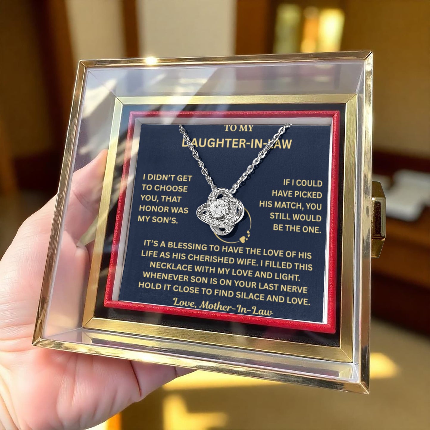 To My Daughter-in-Law - My Family Adores You - Love Knot Necklace