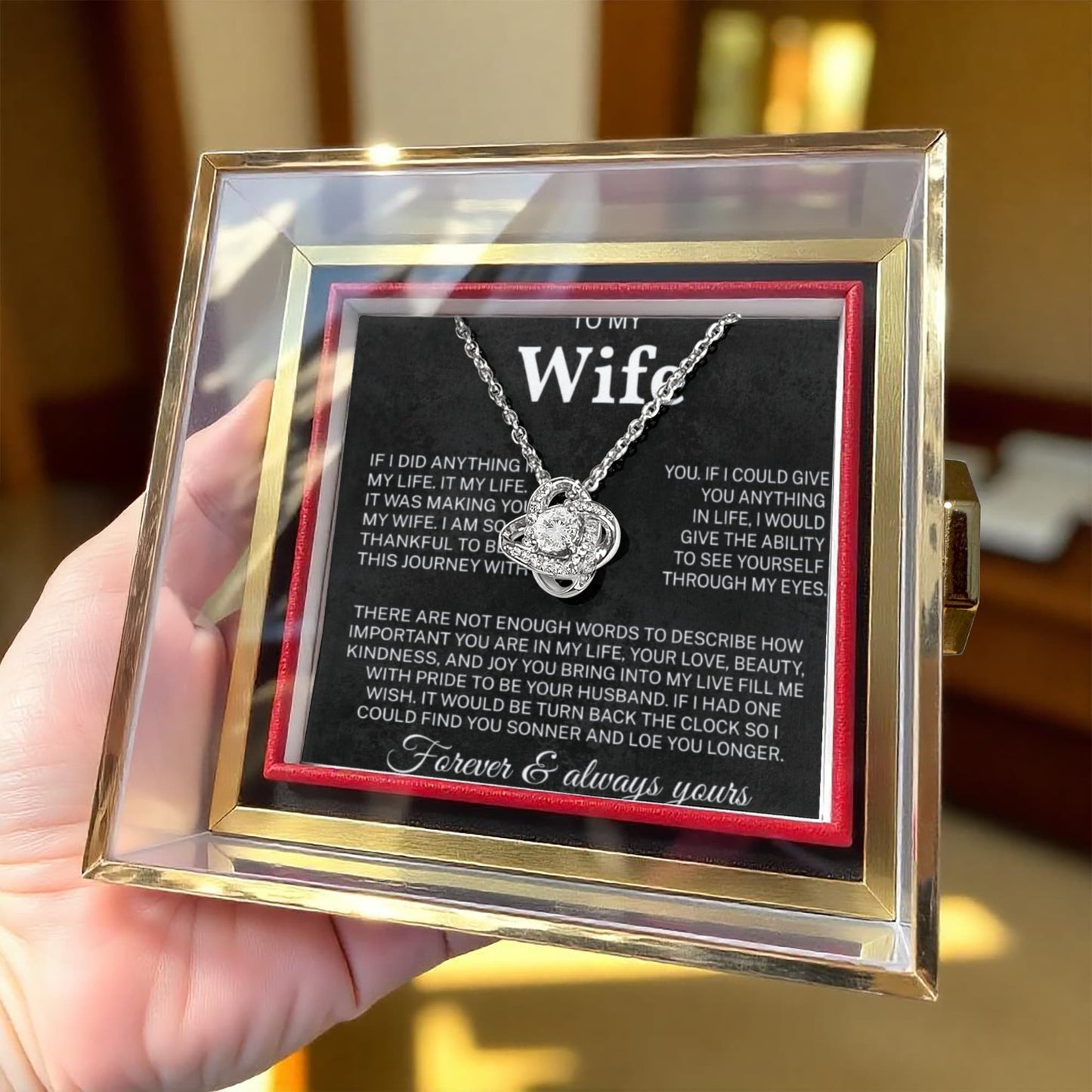 To My Wife - Unique Necklace With Heartfelt Message & Gift Box