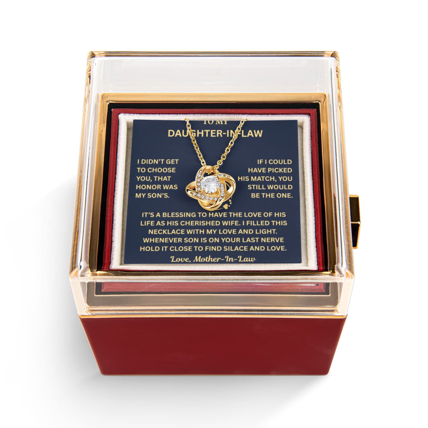 To My Daughter-in-Law - My Family Adores You - Love Knot Necklace