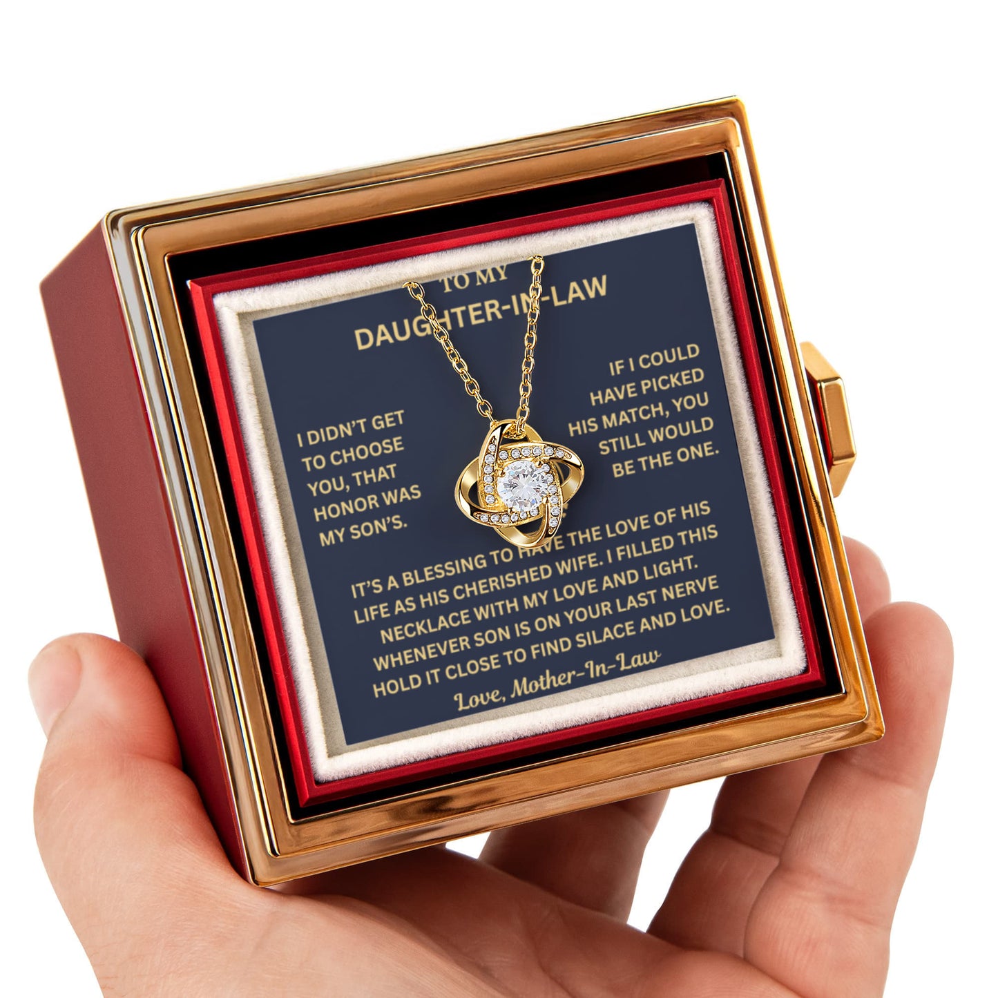 To My Daughter-in-Law - My Family Adores You - Love Knot Necklace