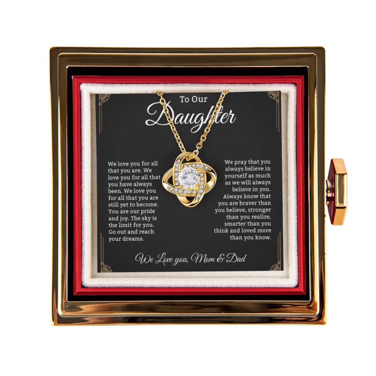 Daughter Necklace From Mom or Dad - Daughter Gift, Love Knot Necklace