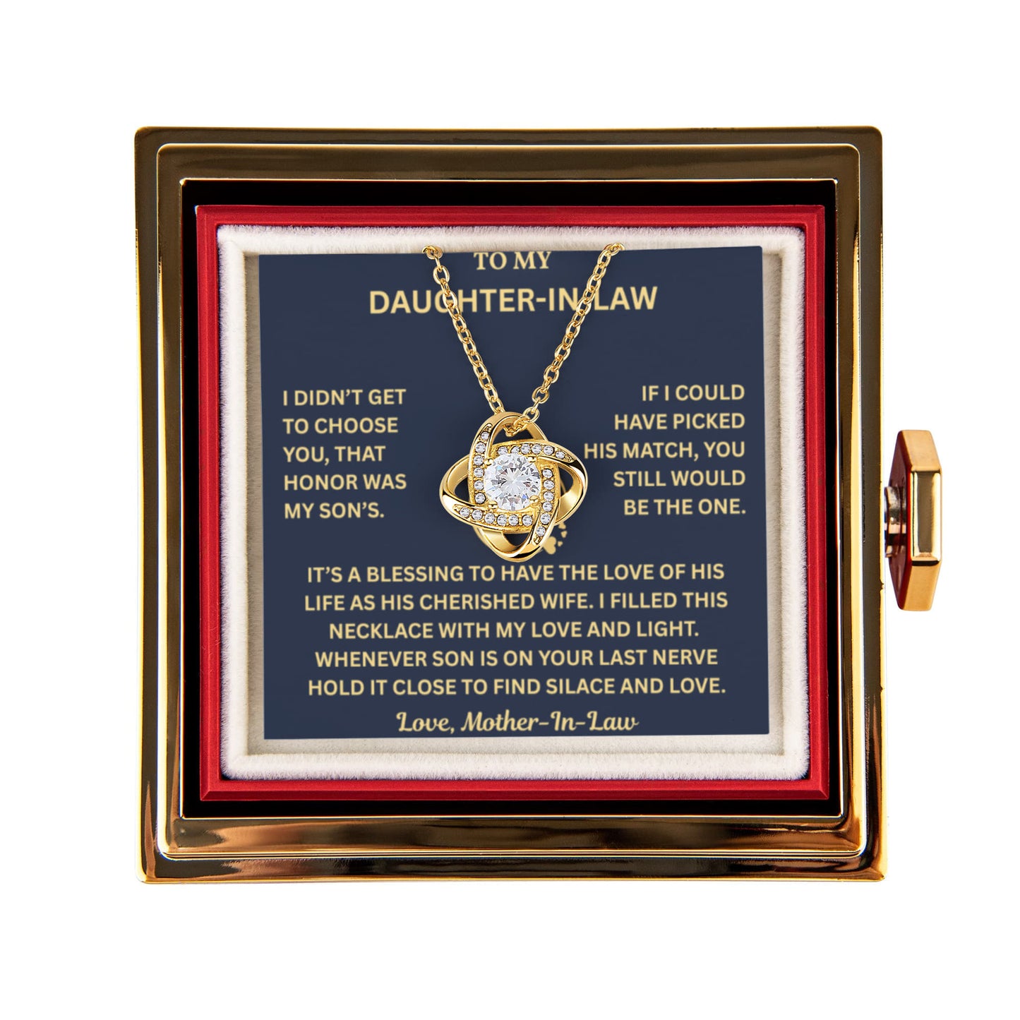 To My Daughter-in-Law - My Family Adores You - Love Knot Necklace