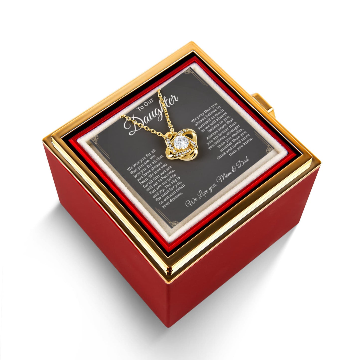 Daughter Necklace From Mom or Dad - Daughter Gift, Love Knot Necklace