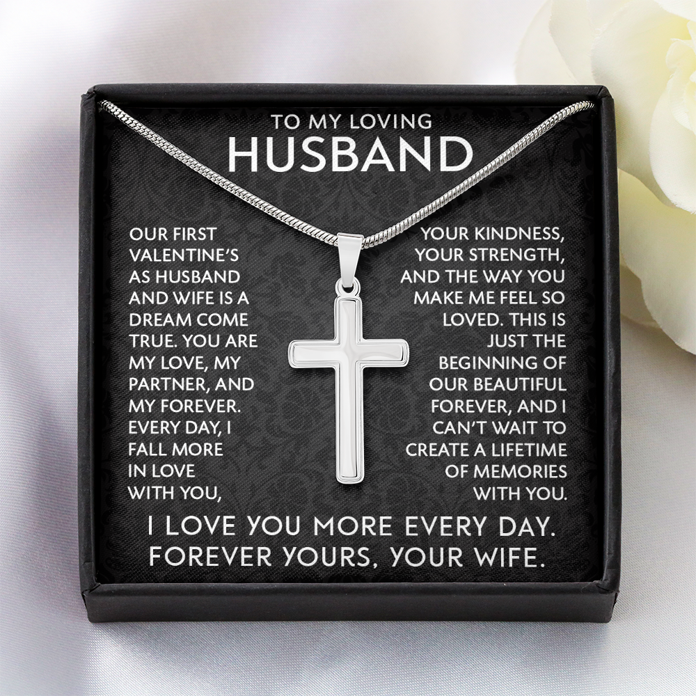 To My Loving Husband – Artisan Cross Necklace: A Symbol of Love, Strength & Forever Bond