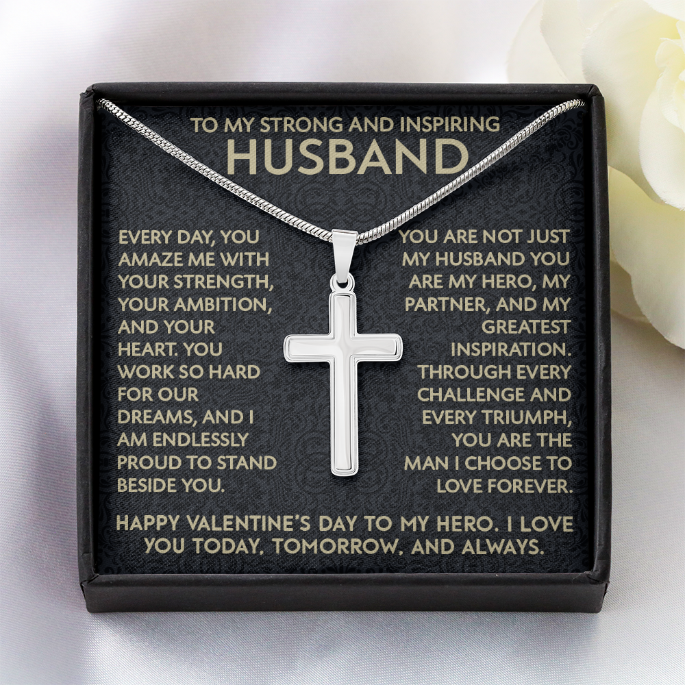 Artisan Cross Necklace – A Symbol of Strength and Love, Perfect Valentine's Day Gift for Husband