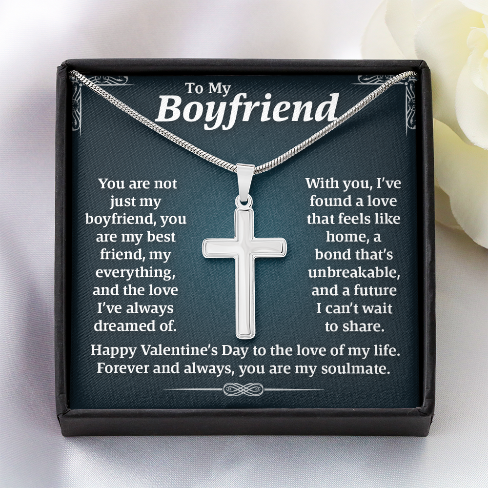 To My Boyfriend, Artisan Cross Necklace – A Symbol of Our Unbreakable Bond, Love, and Forever Valentine's Day Gift