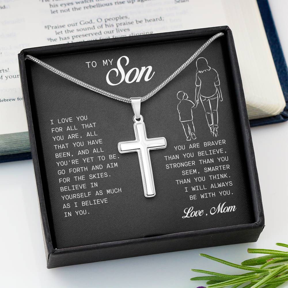 To My Son Cross Necklace, Keepsake Gift For Son, Gift For Son From Mom, Best Birthday Christmas Gifts For Son from Mom