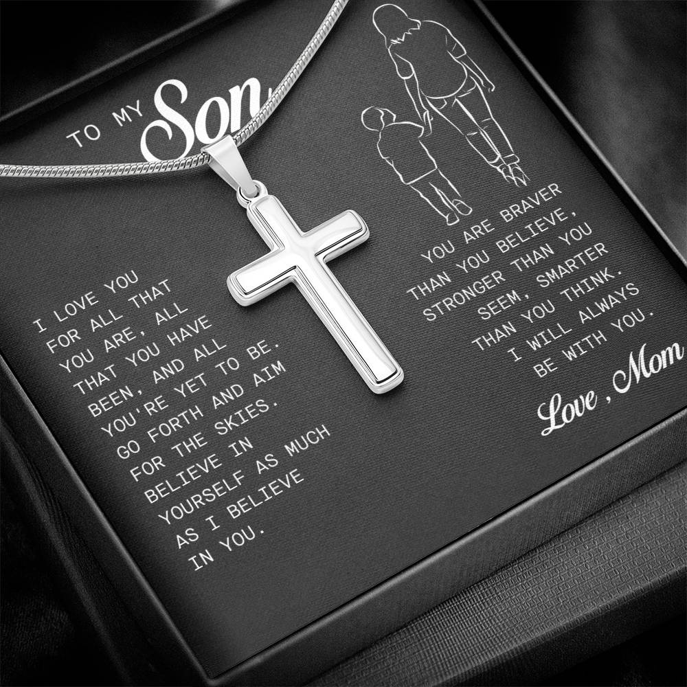 To My Son Cross Necklace, Keepsake Gift For Son, Gift For Son From Mom, Best Birthday Christmas Gifts For Son from Mom