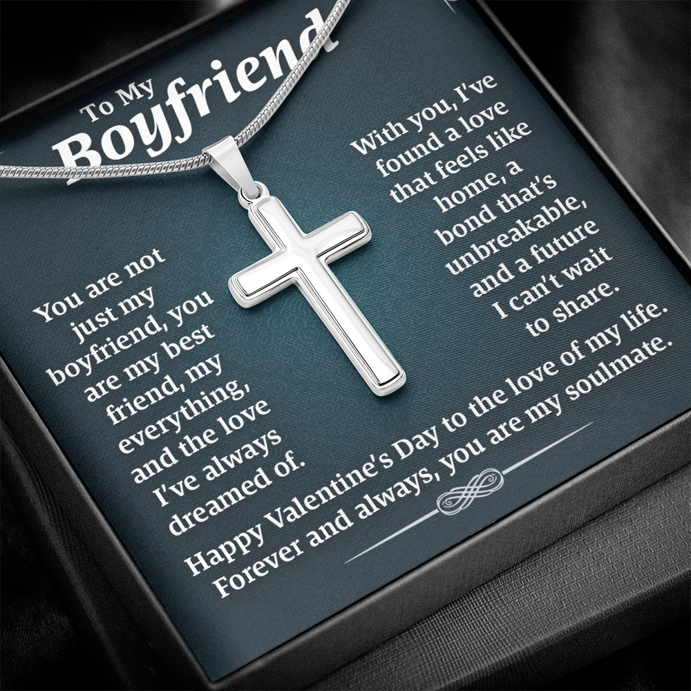 To My Boyfriend, Artisan Cross Necklace – A Symbol of Our Unbreakable Bond, Love, and Forever Valentine's Day Gift