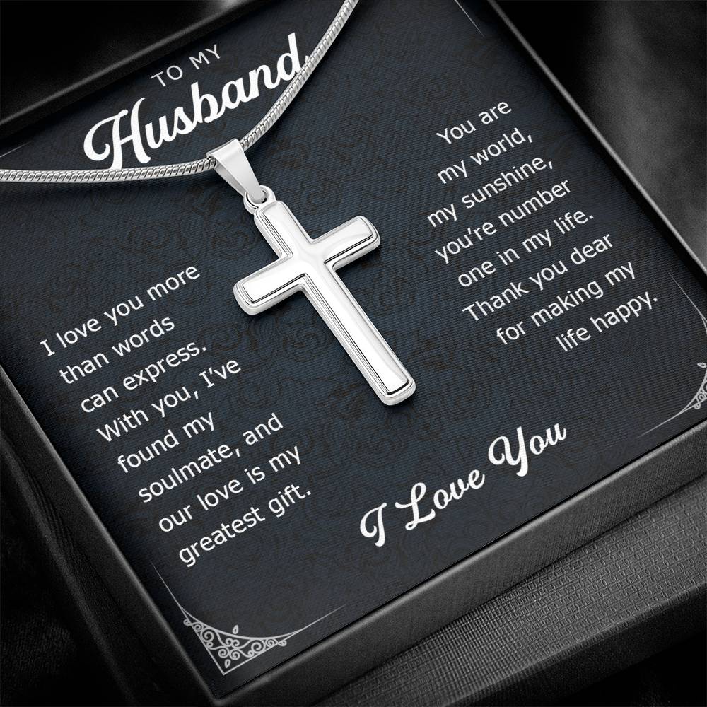 To My Husband Cross Necklace for Him, Romantic Birthday Gifts for Him, Christmas Gift for Men, Jewelry for Him Romantic, To My Man