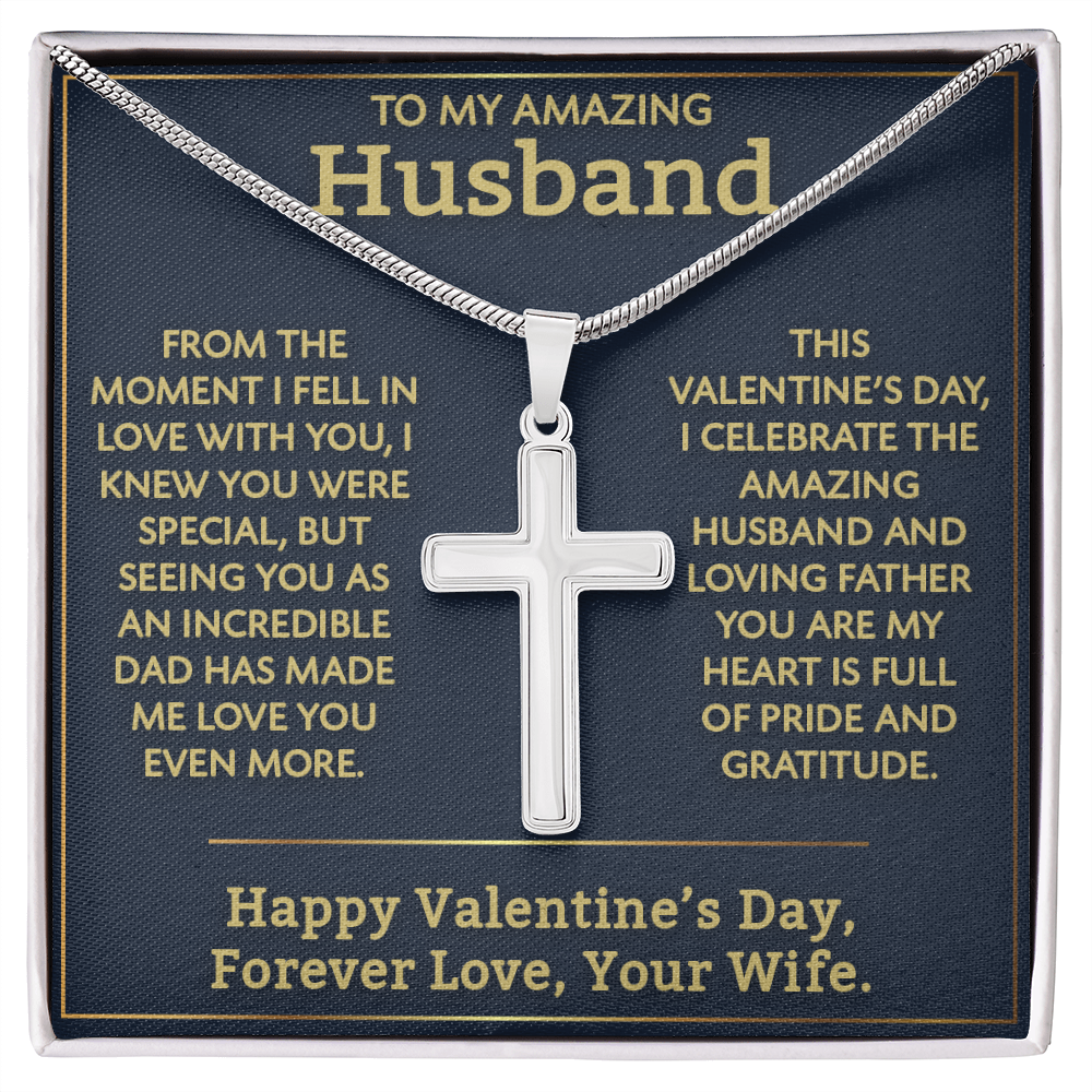 Artisan Cross Necklace for Husband – A Thoughtful Valentine's Day Gift Celebrating Love and Fatherhood from Wife