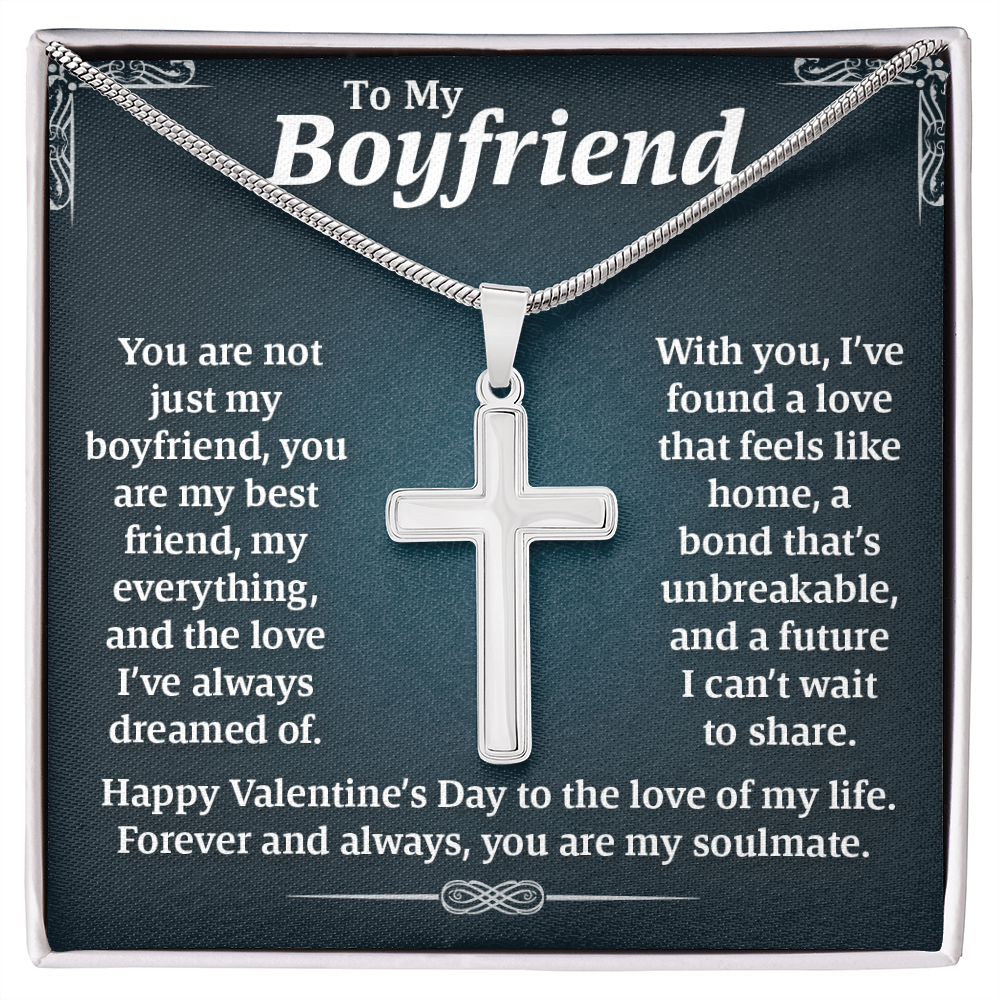 To My Boyfriend, Artisan Cross Necklace – A Symbol of Our Unbreakable Bond, Love, and Forever Valentine's Day Gift