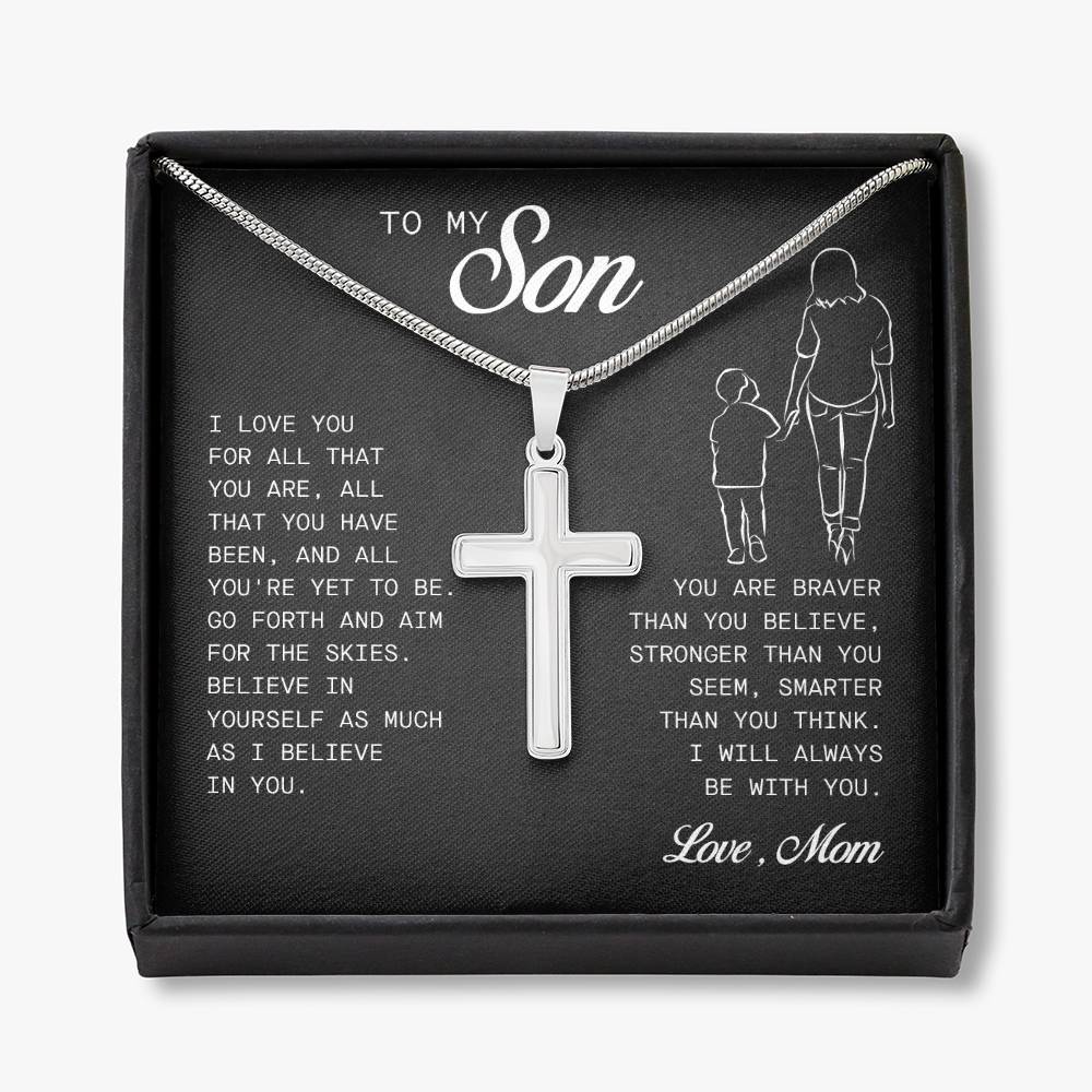 To My Son Cross Necklace, Keepsake Gift For Son, Gift For Son From Mom, Best Birthday Christmas Gifts For Son from Mom