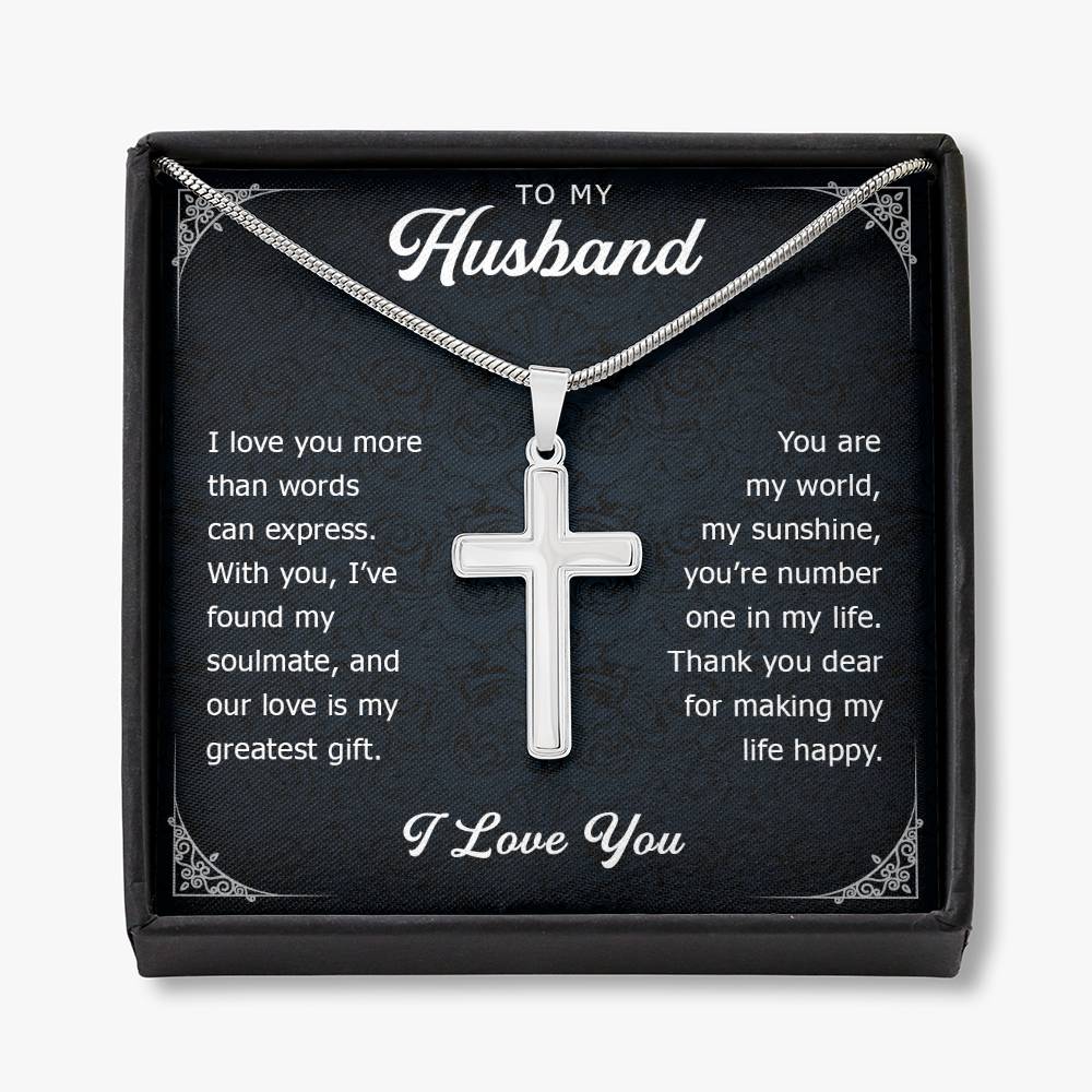 To My Husband Cross Necklace for Him, Romantic Birthday Gifts for Him, Christmas Gift for Men, Jewelry for Him Romantic, To My Man