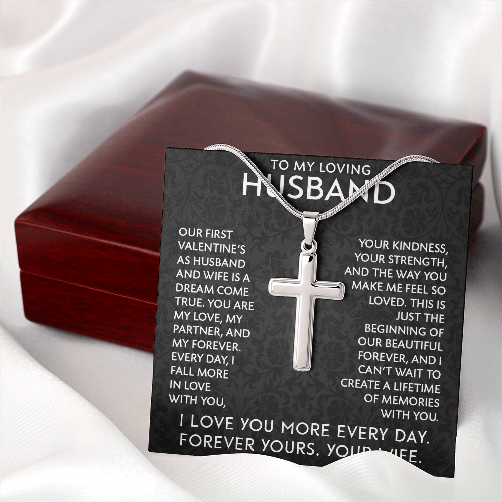 To My Loving Husband – Artisan Cross Necklace: A Symbol of Love, Strength & Forever Bond