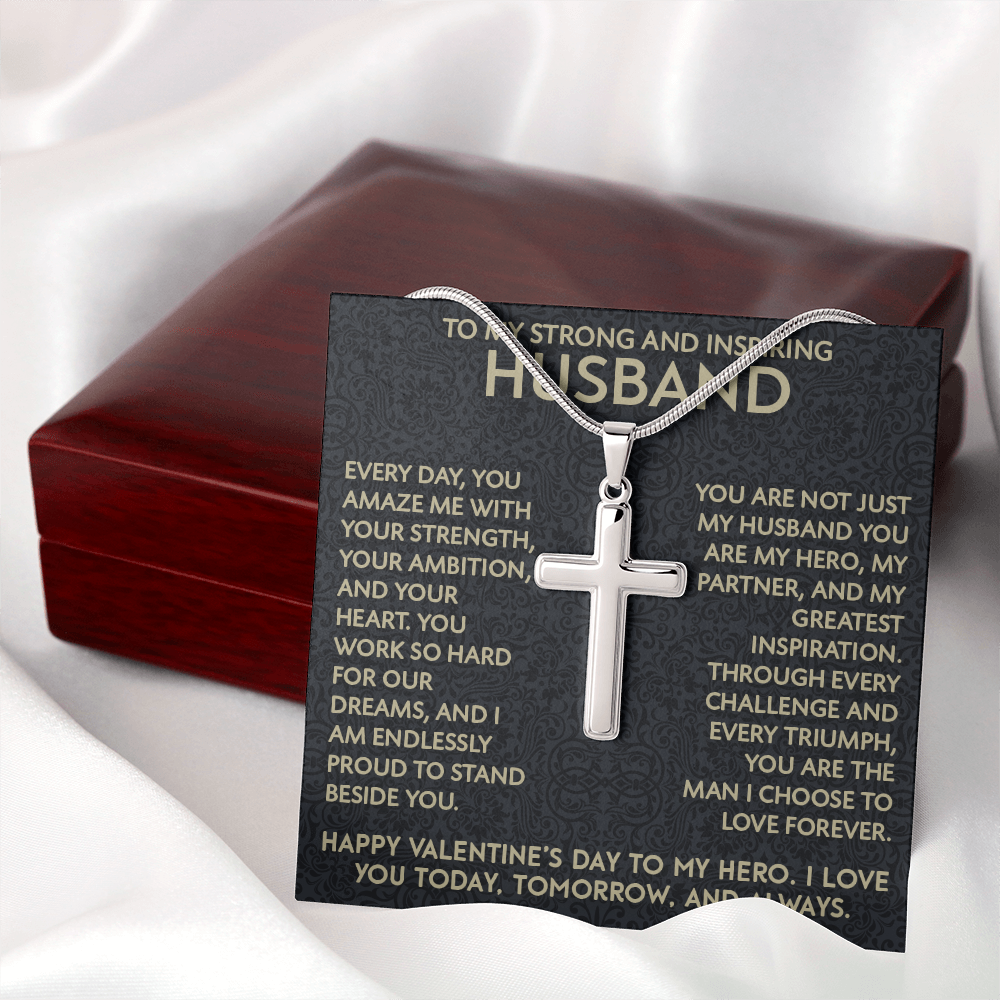 Artisan Cross Necklace – A Symbol of Strength and Love, Perfect Valentine's Day Gift for Husband