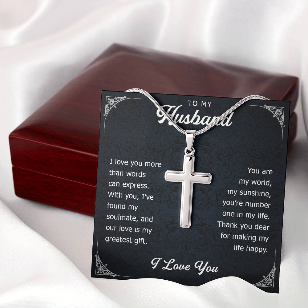 To My Husband Cross Necklace for Him, Romantic Birthday Gifts for Him, Christmas Gift for Men, Jewelry for Him Romantic, To My Man