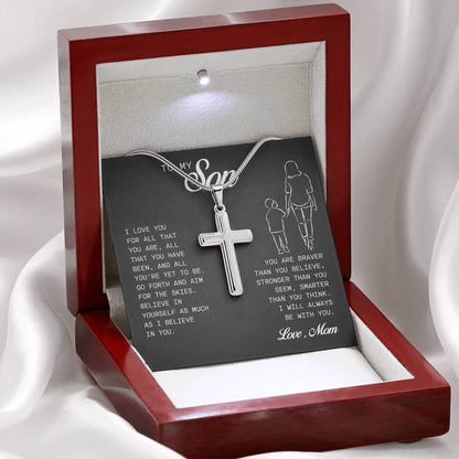 To My Son Cross Necklace, Keepsake Gift For Son, Gift For Son From Mom, Best Birthday Christmas Gifts For Son from Mom