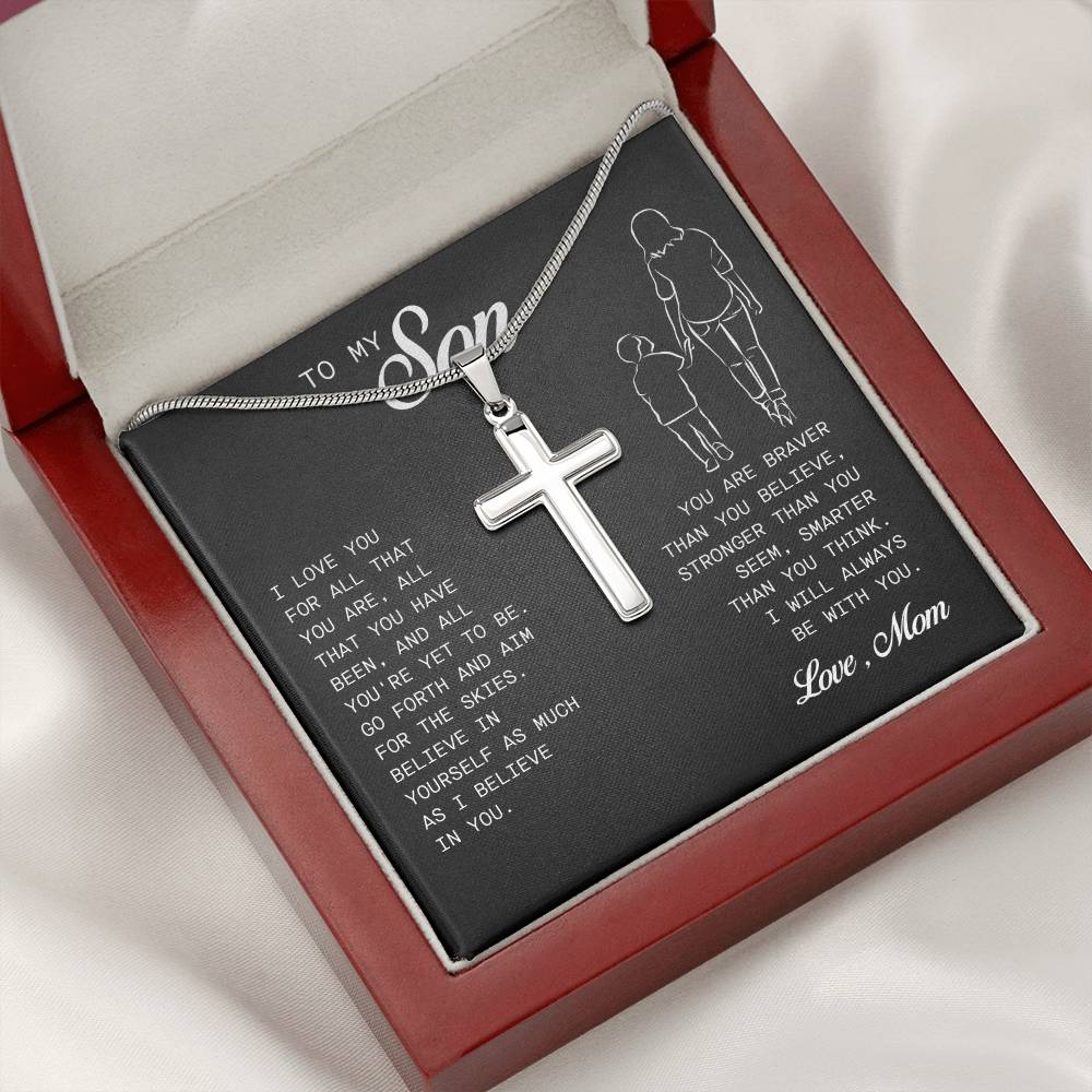 To My Son Cross Necklace, Keepsake Gift For Son, Gift For Son From Mom, Best Birthday Christmas Gifts For Son from Mom