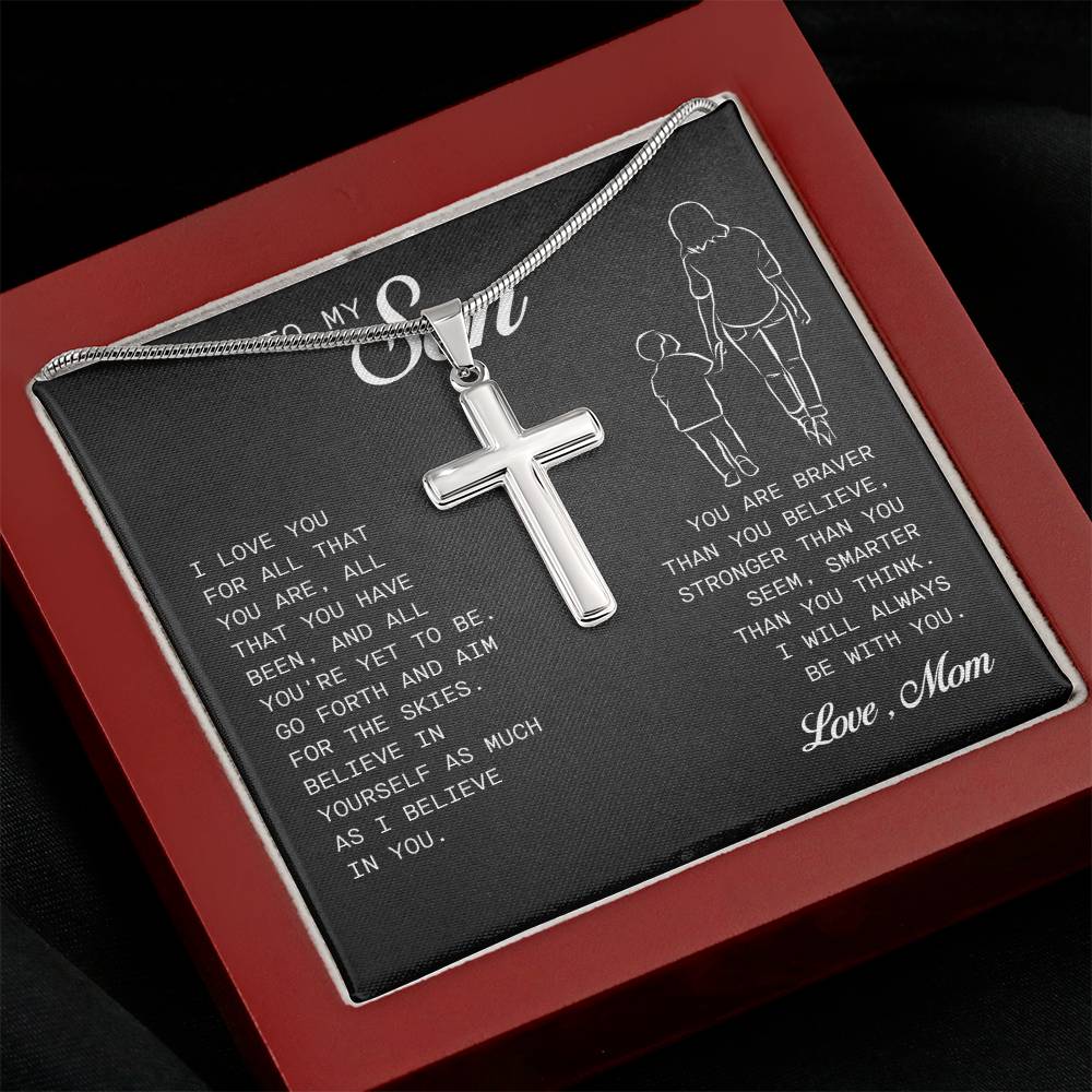 To My Son Cross Necklace, Keepsake Gift For Son, Gift For Son From Mom, Best Birthday Christmas Gifts For Son from Mom