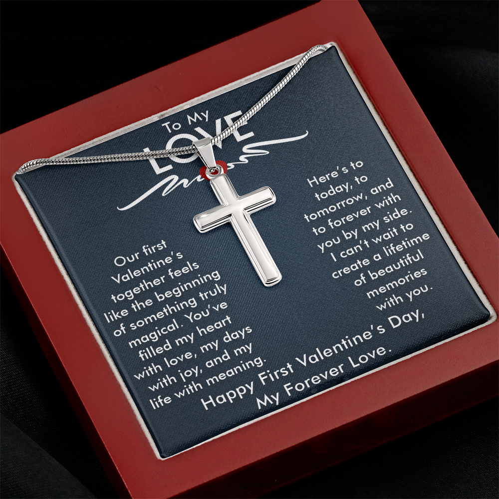 To My Love, Artisan Cross Necklace – Celebrate Our First Valentine's Day Together, A Gift of Eternal Love & Forever Memories