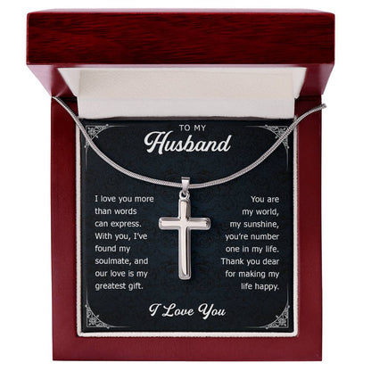 To My Husband Cross Necklace for Him, Romantic Birthday Gifts for Him, Christmas Gift for Men, Jewelry for Him Romantic, To My Man