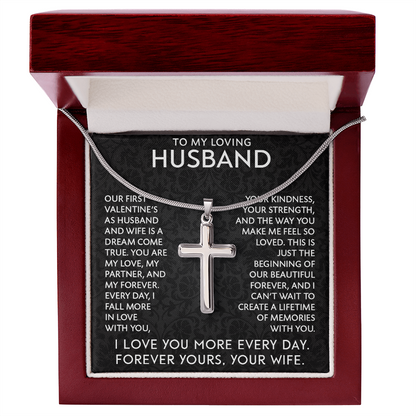 To My Loving Husband – Artisan Cross Necklace: A Symbol of Love, Strength & Forever Bond