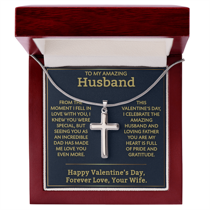 Artisan Cross Necklace for Husband – A Thoughtful Valentine's Day Gift Celebrating Love and Fatherhood from Wife