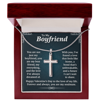 To My Boyfriend, Artisan Cross Necklace – A Symbol of Our Unbreakable Bond, Love, and Forever Valentine's Day Gift