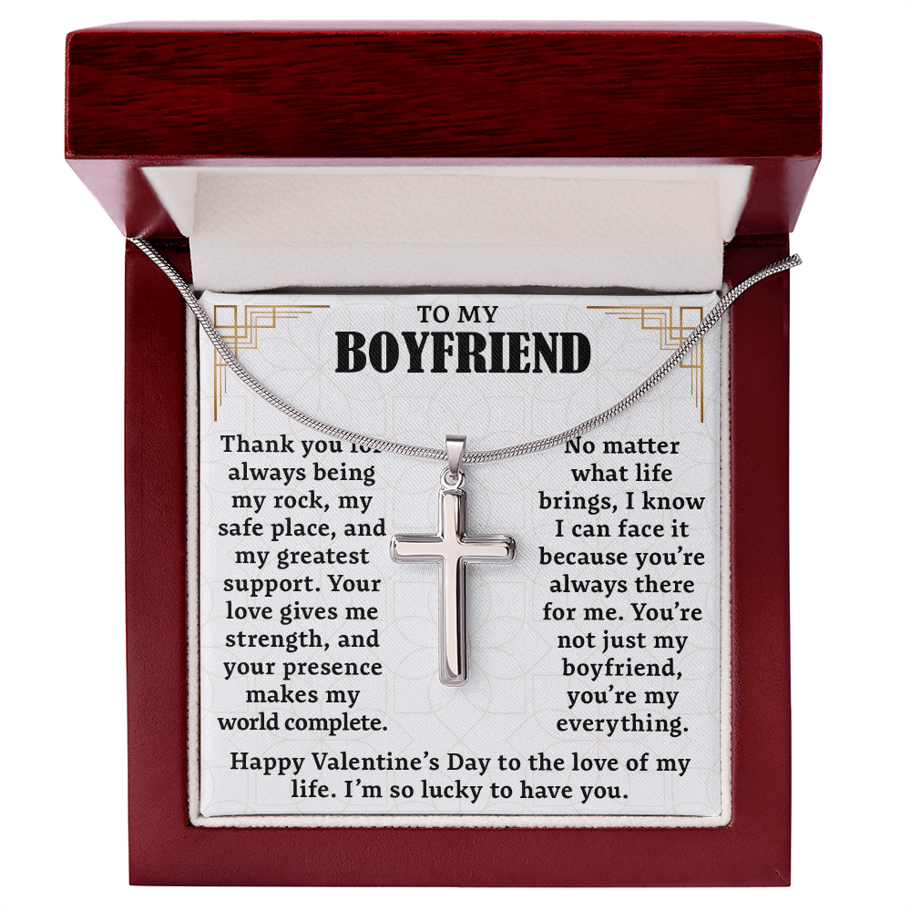 To My Boyfriend, Artisan Cross Necklace – A Timeless Valentine's Day Gift to Celebrate Love, Support, and Forever Bond