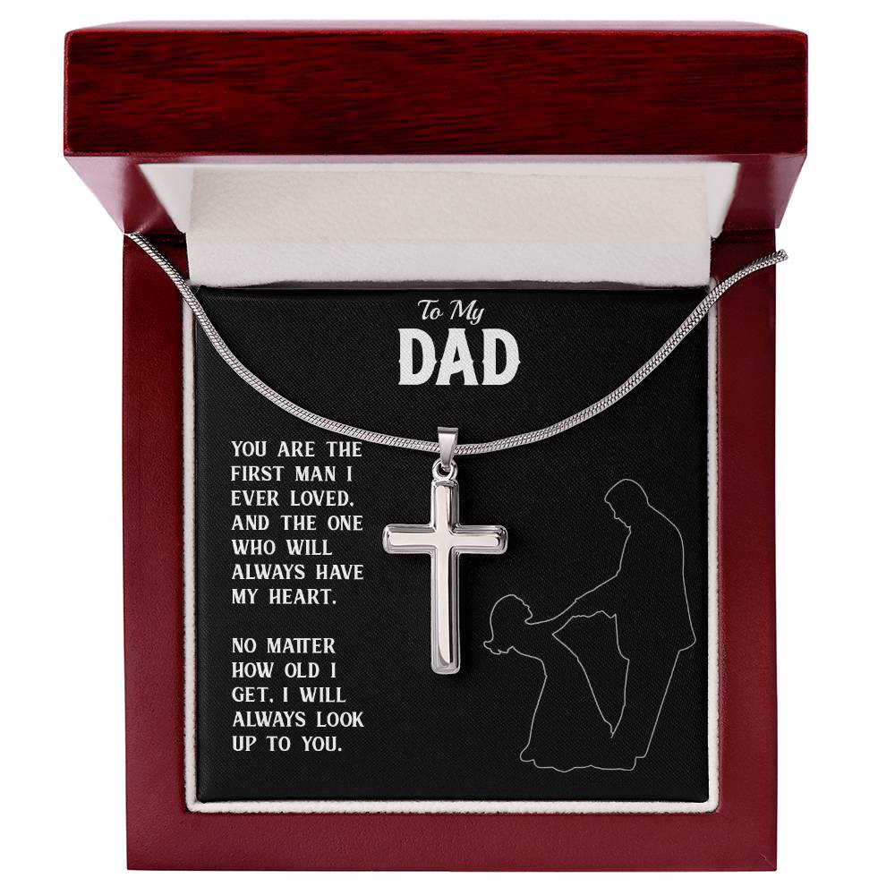 To My Dad Necklace From Son or Dad, I Love You Dad, Happy Fathers Day, Necklace with Message Card, Gift for Dad, Necklace, Birthday, Artisan Crafted  Cross Necklace