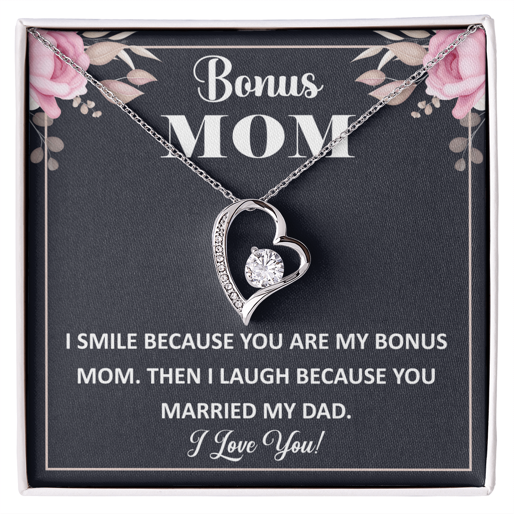 Bonus Mom Forever Love Necklace – Sterling Silver with Engraved Message