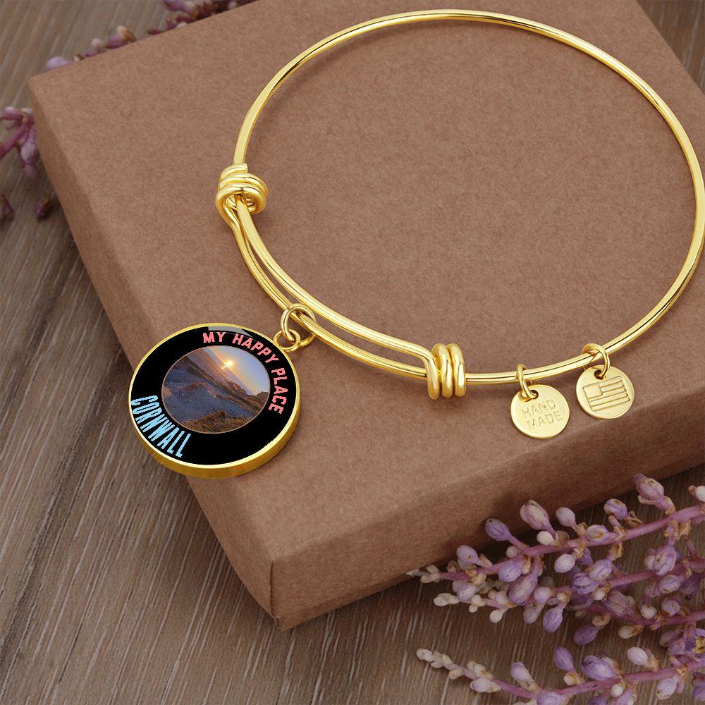 HAPPY PLACE CORNWALL Bangle Bracelet - Premium Jewelry Made in the USA – Personalized & Custom Engraved