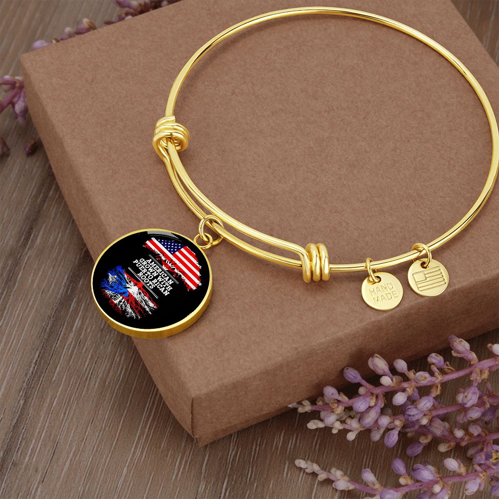 Puerto Rican Roots America - Bangle Bracelet - Unique Gift for Every Especial Occasions for your Loving Person