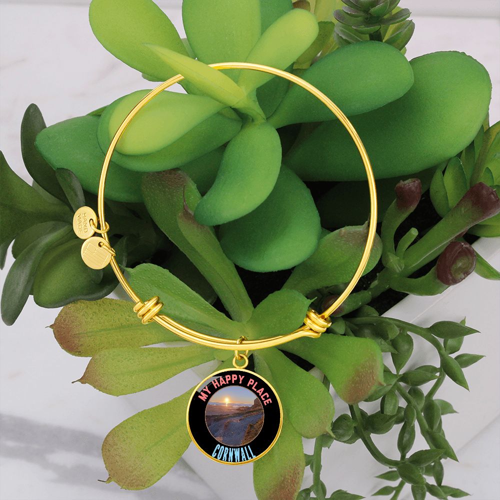 HAPPY PLACE CORNWALL Bangle Bracelet - Premium Jewelry Made in the USA – Personalized & Custom Engraved