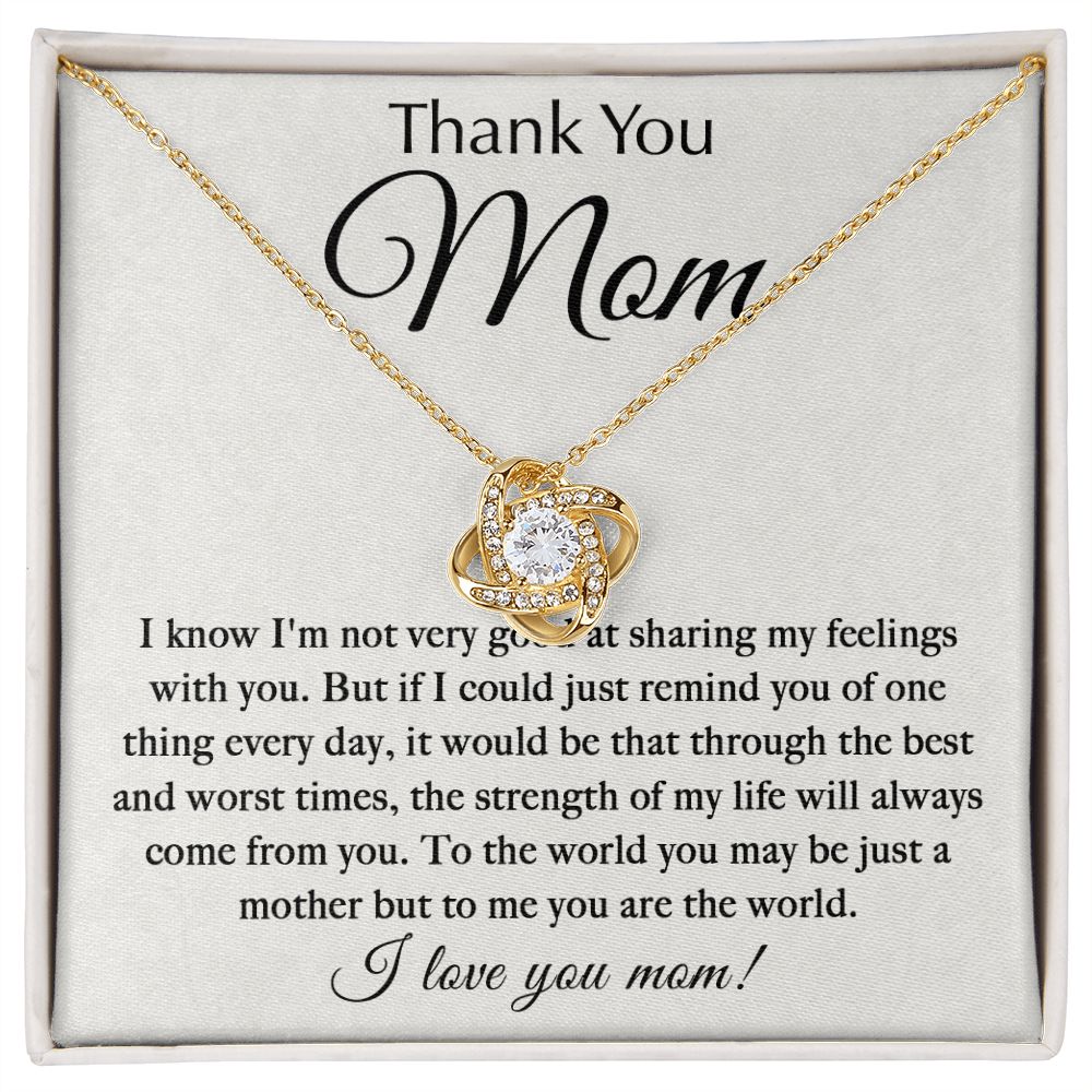 To My Mom Thanking her Love Knot Necklace Gift For Mom Premium Cubic Zirconia Crystals