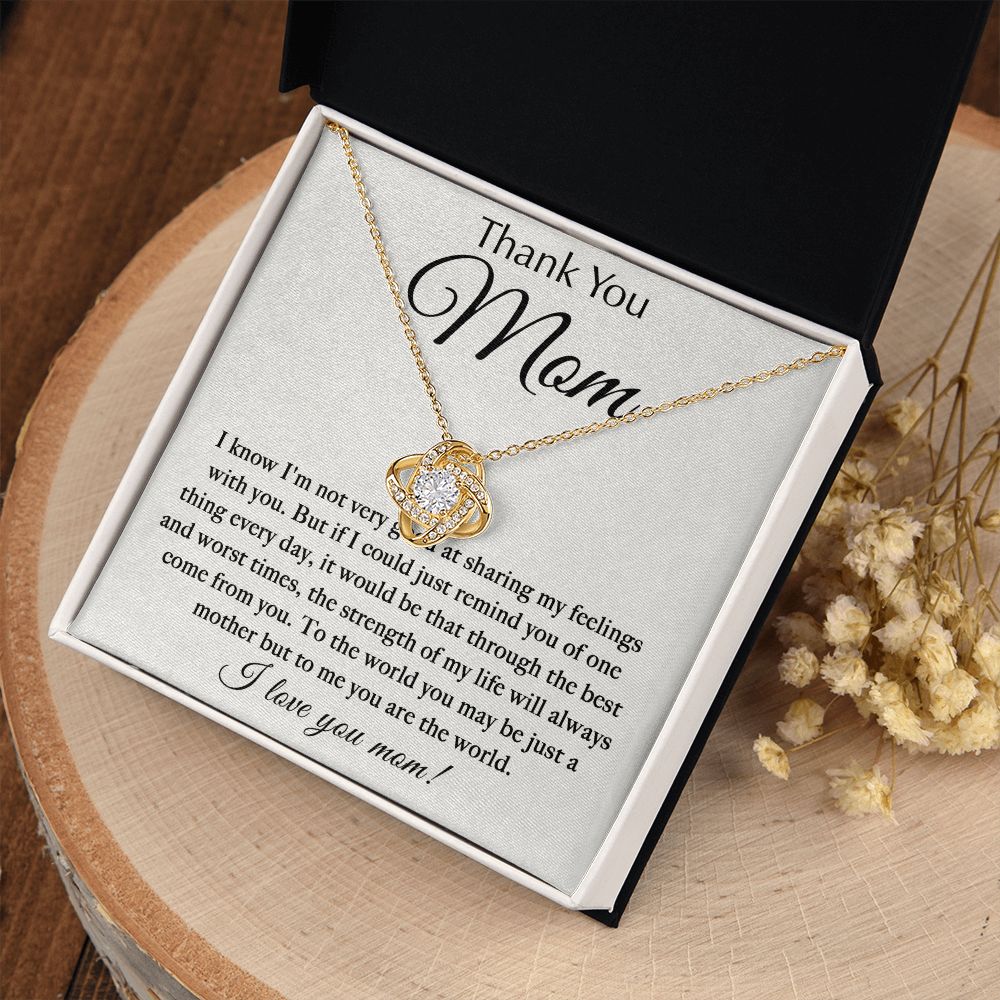 To My Mom Thanking her Love Knot Necklace Gift For Mom Premium Cubic Zirconia Crystals