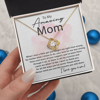 Love Knot Necklace Gift for Mom 14K White Gold Finish 18K Yellow Gold Finish