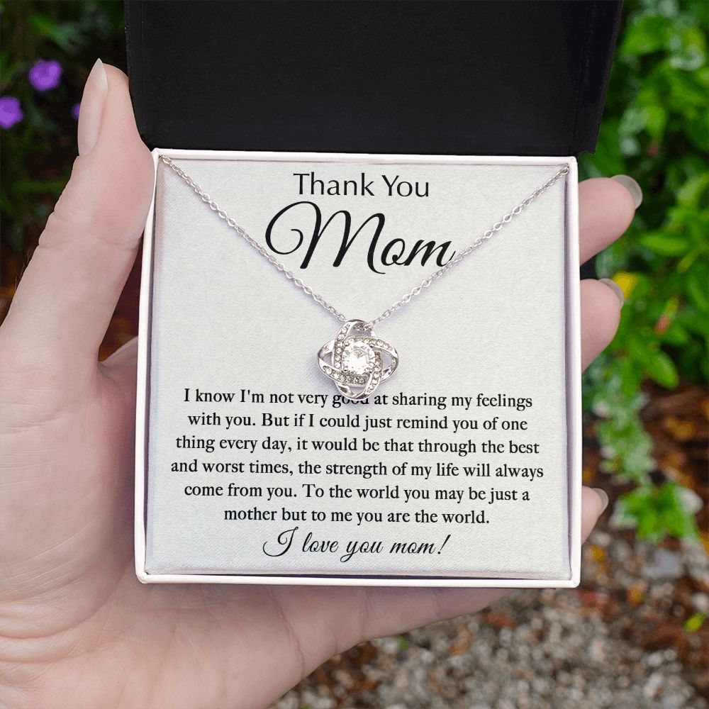 To My Mom Thanking her Love Knot Necklace Gift For Mom Premium Cubic Zirconia Crystals