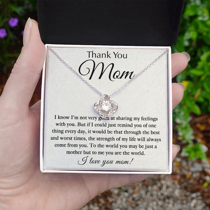 To My Mom Thanking her Love Knot Necklace Gift For Mom Premium Cubic Zirconia Crystals