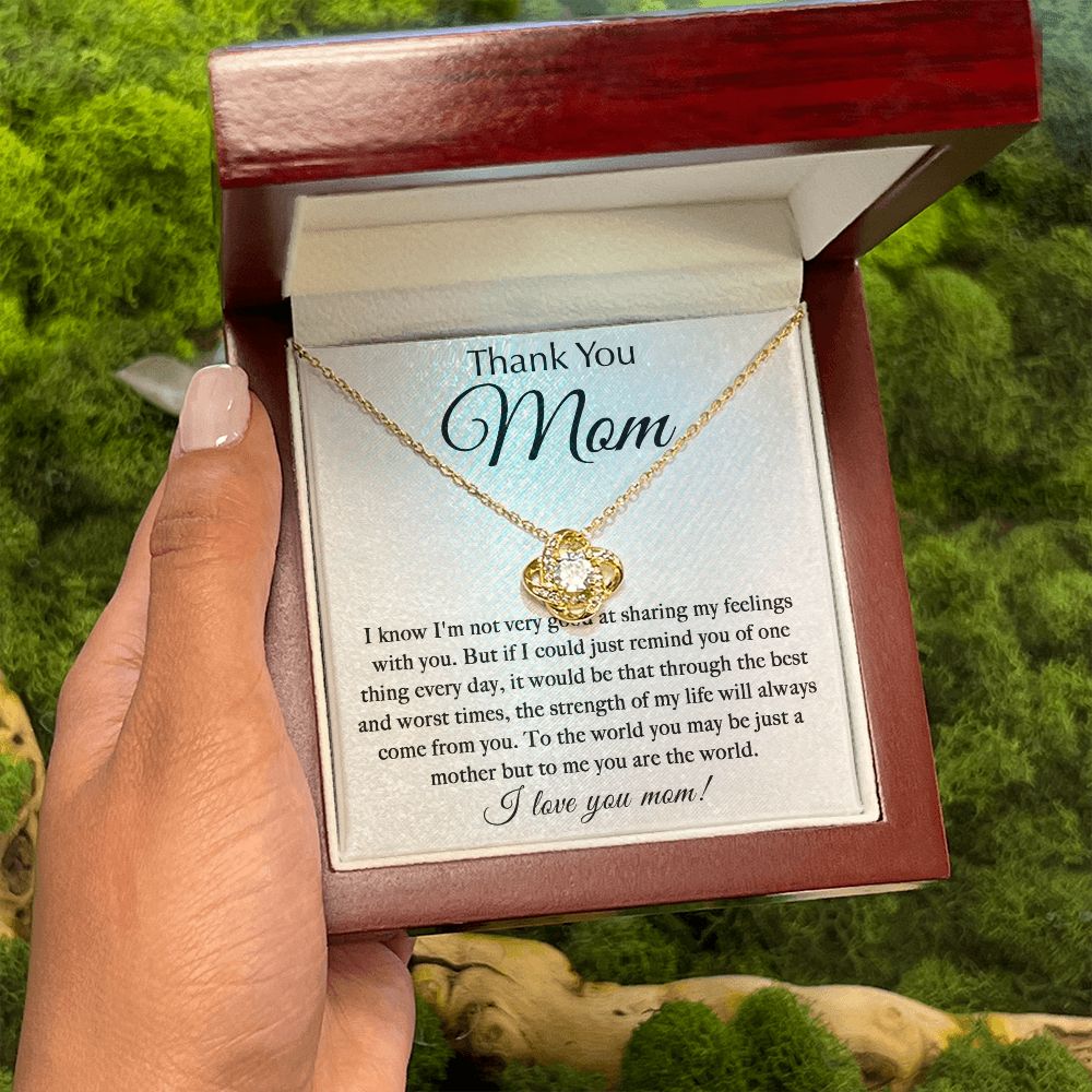To My Mom Thanking her Love Knot Necklace Gift For Mom Premium Cubic Zirconia Crystals