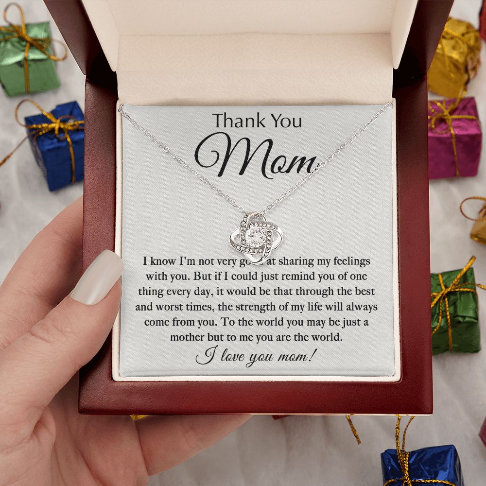 To My Mom Thanking her Love Knot Necklace Gift For Mom Premium Cubic Zirconia Crystals