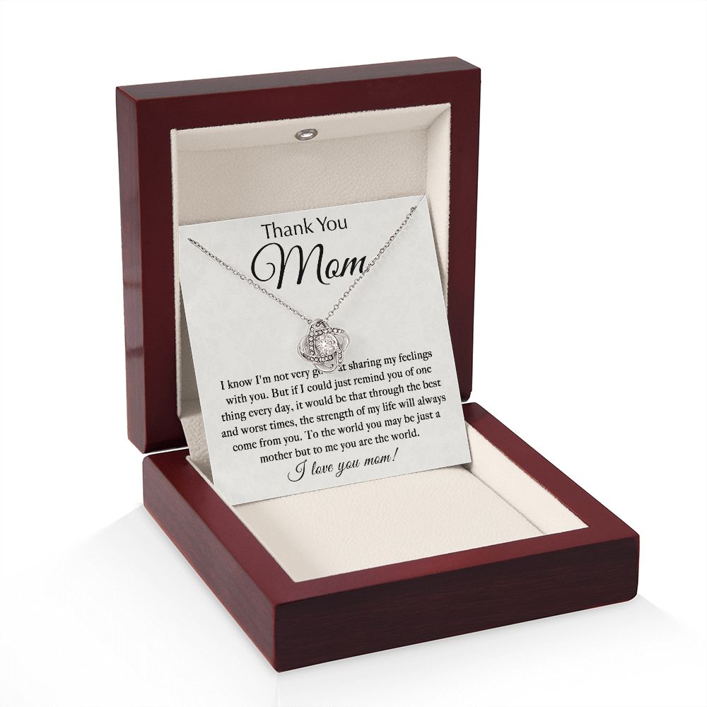 To My Mom Thanking her Love Knot Necklace Gift For Mom Premium Cubic Zirconia Crystals