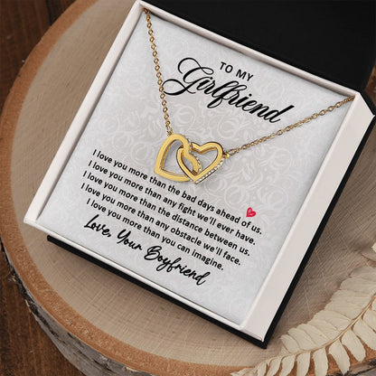 To My Girlfriend Personalized Interlocking Heart Necklace Gift She'll Never Forget