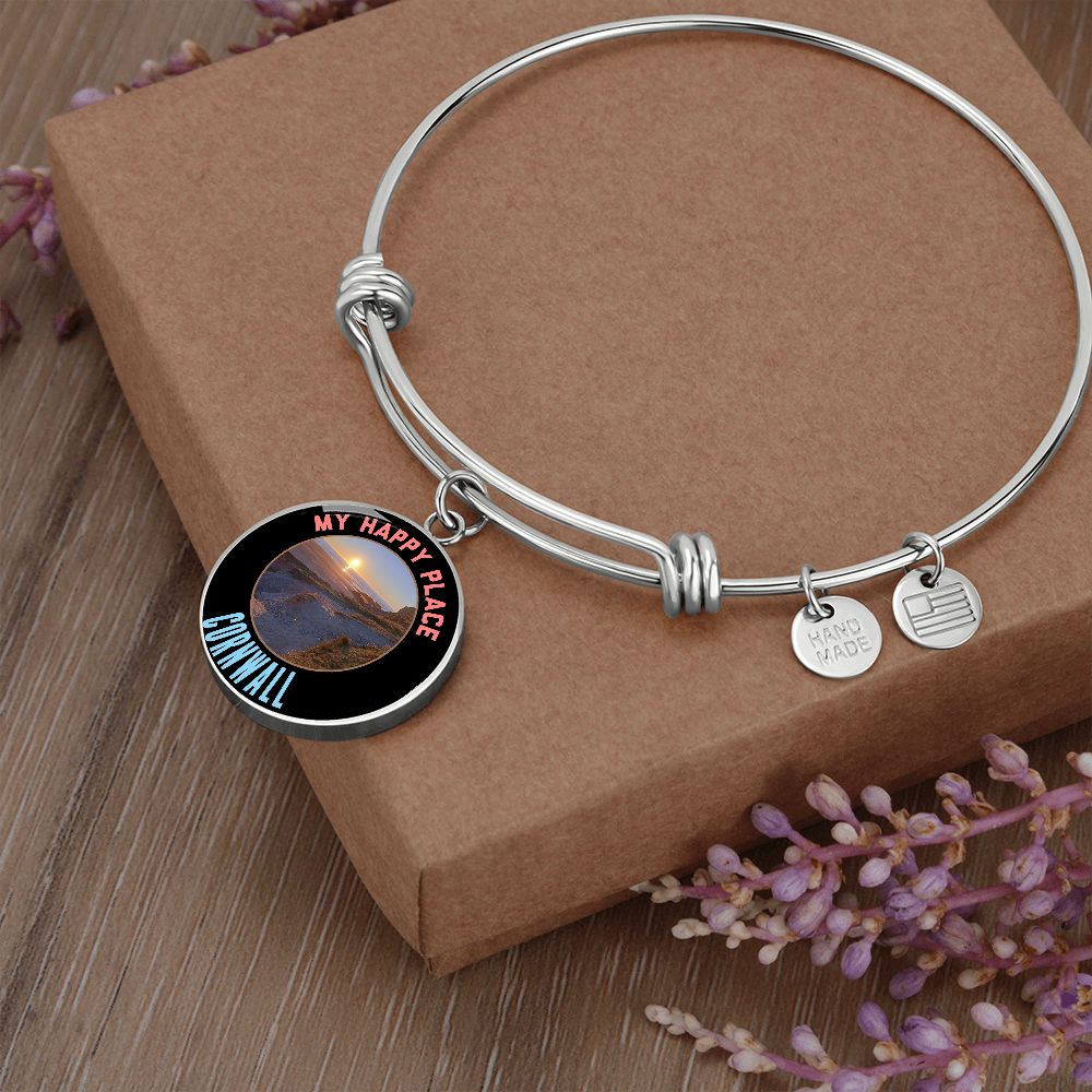 HAPPY PLACE CORNWALL Bangle Bracelet - Premium Jewelry Made in the USA – Personalized & Custom Engraved